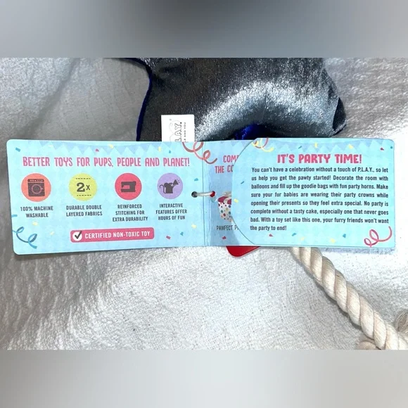 New with Tags dog toy plush Star with rope "party" - Picture 3 of 6